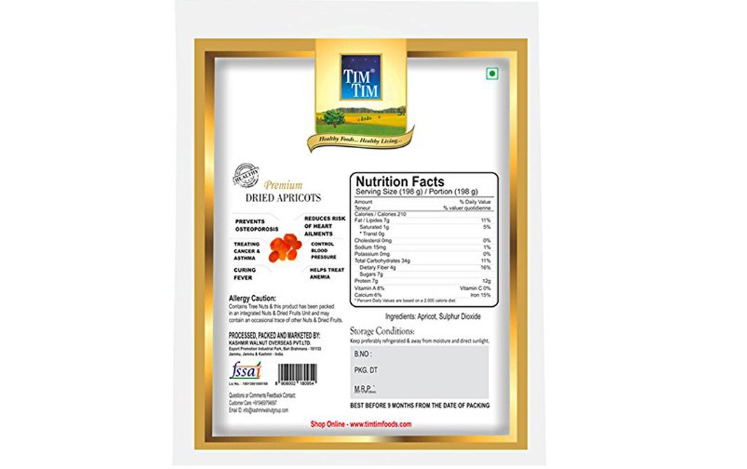 Tim Tim Premium Dried Apricots    Box  500 grams